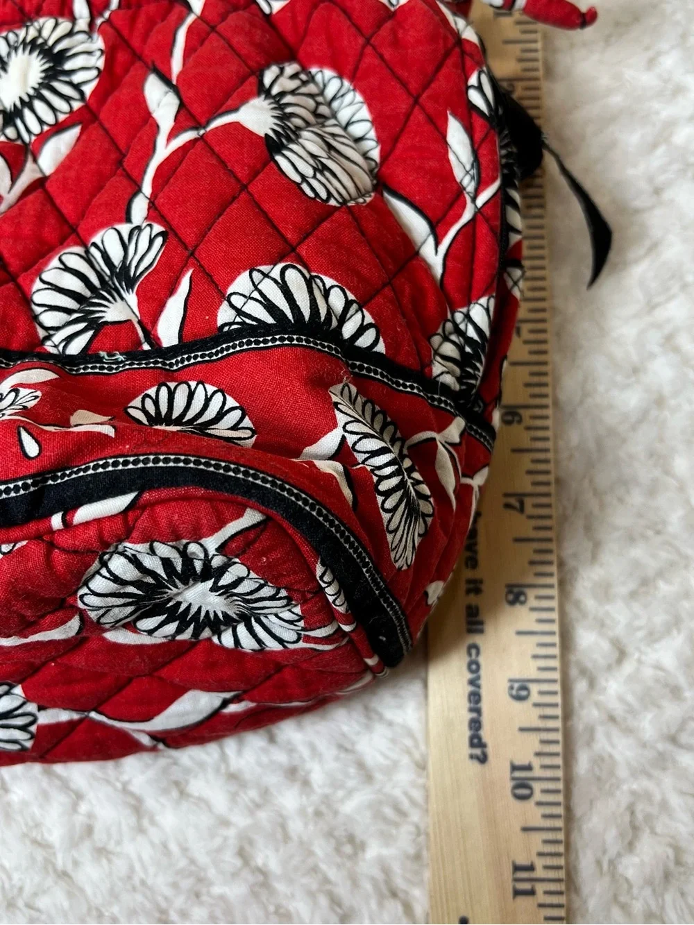 Vera Bradley Red Deco Daisy Small Floral Cinch Tote - Cottagecore Quilted Y2K